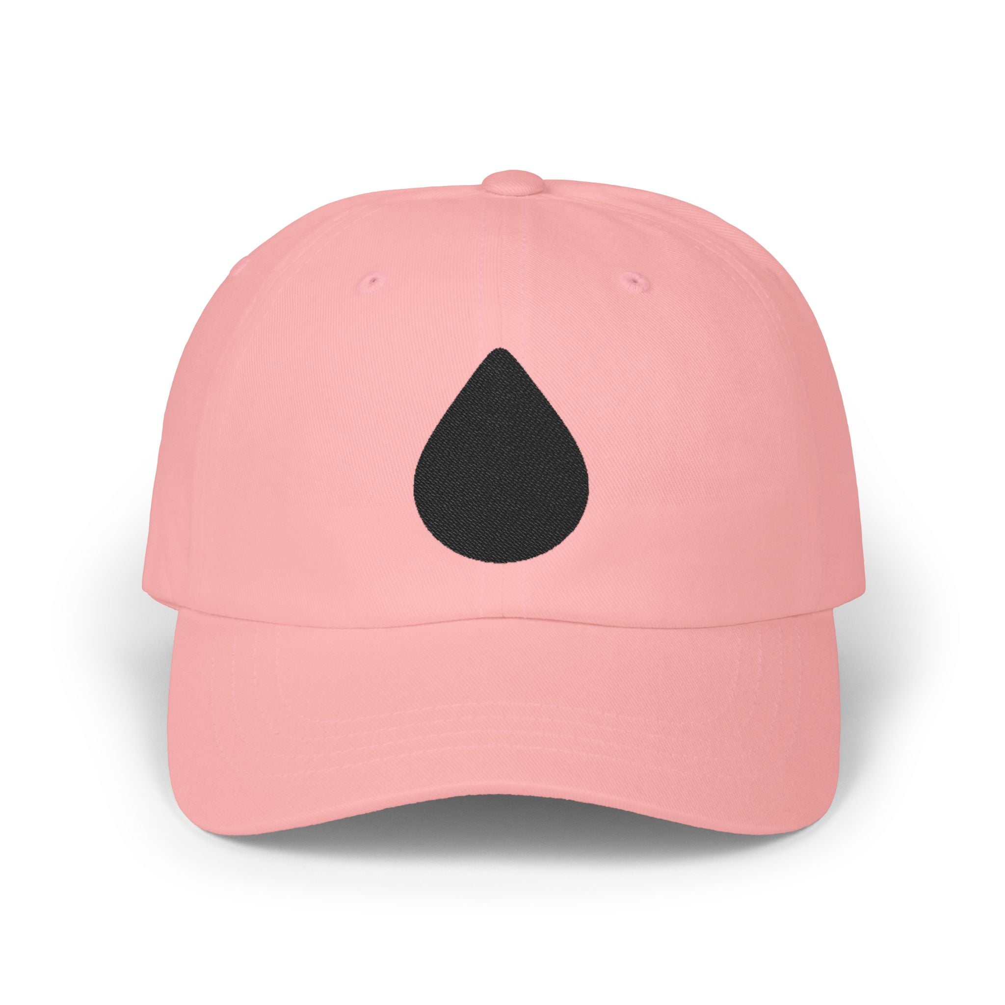 Embroidered Black Drop Dad Cap — Minimalist Water Drop Baseball Hat