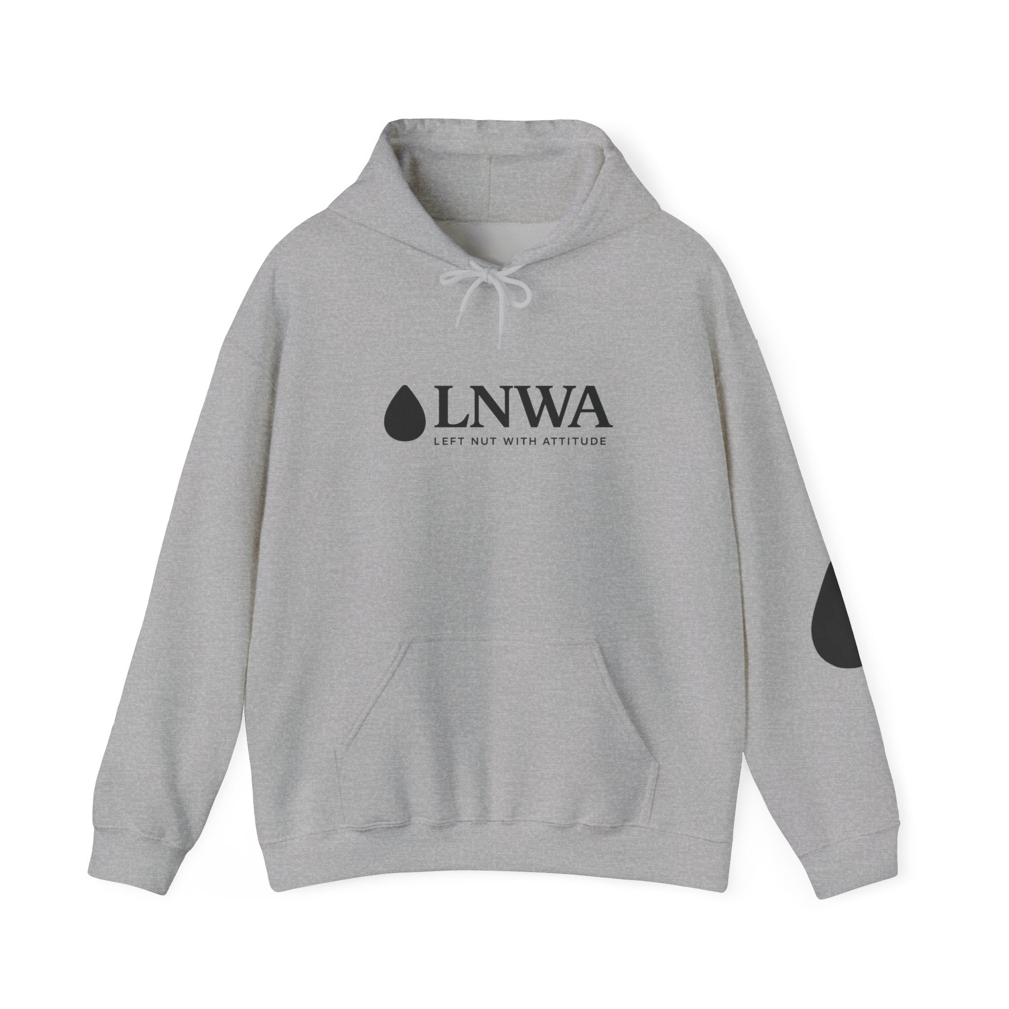 LNWA Drop Logo Hoodie — Minimalist White Pullover with Teardrop Graphic
