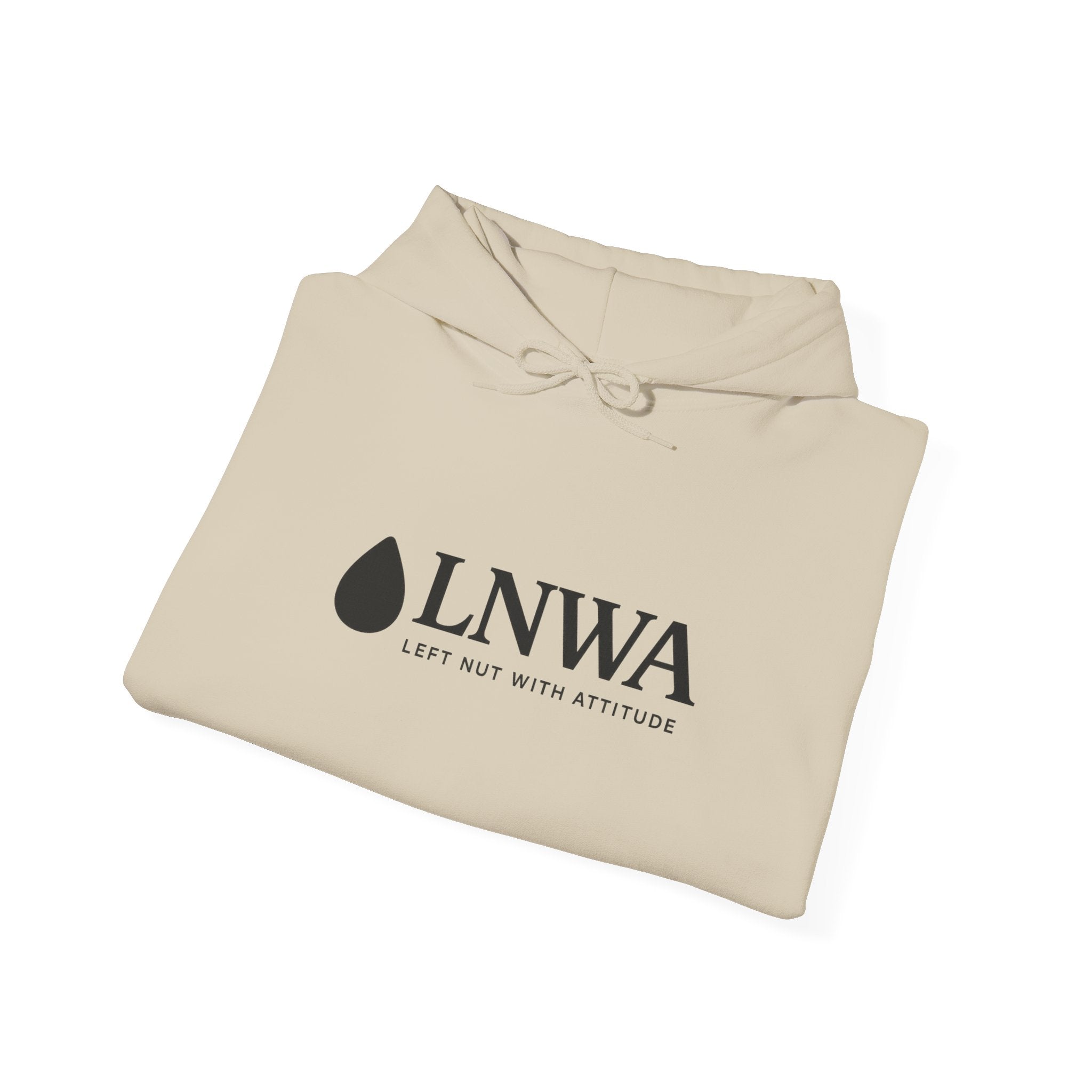 LNWA Drop Logo Hoodie — Minimalist White Pullover with Teardrop Graphic