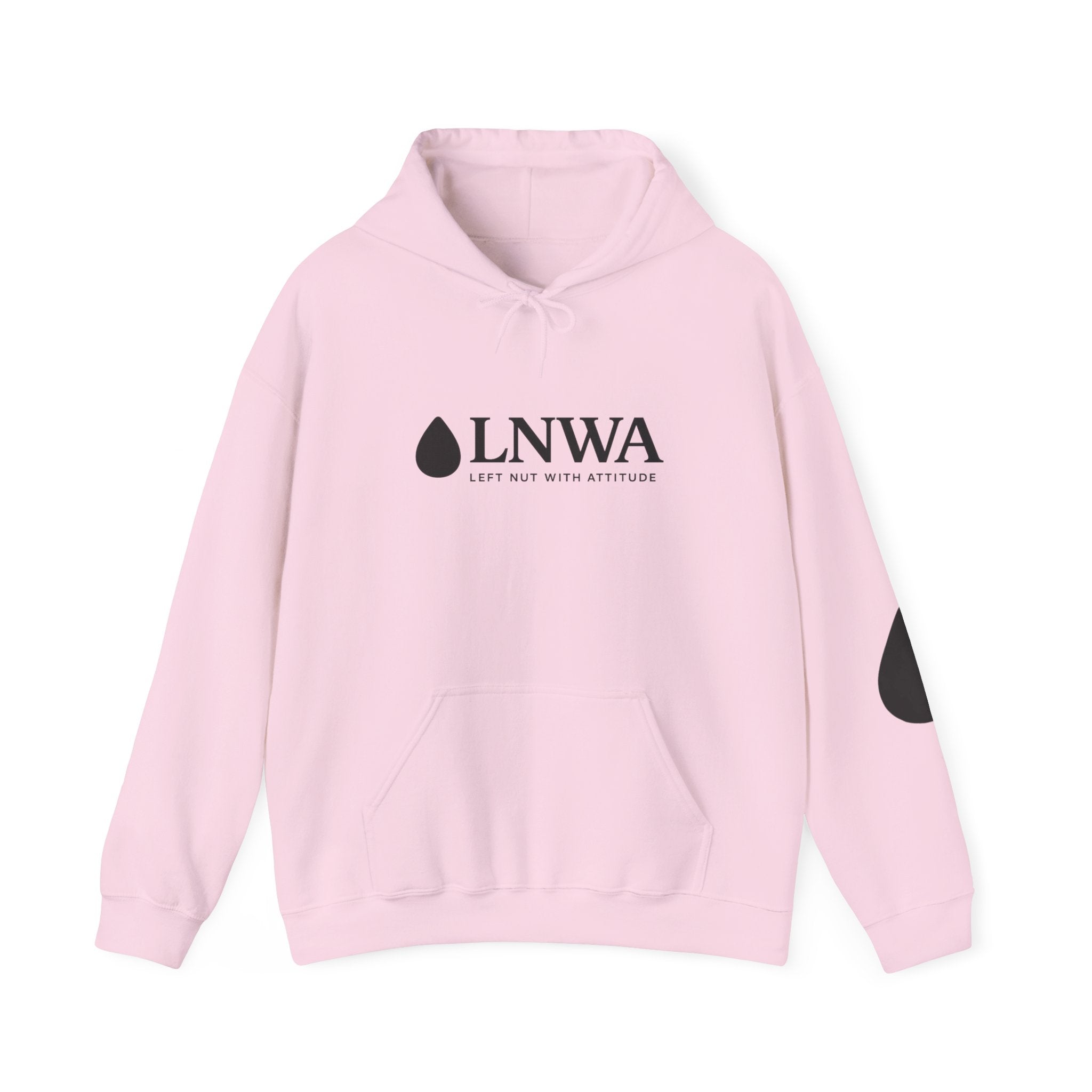 LNWA Drop Logo Hoodie — Minimalist White Pullover with Teardrop Graphic