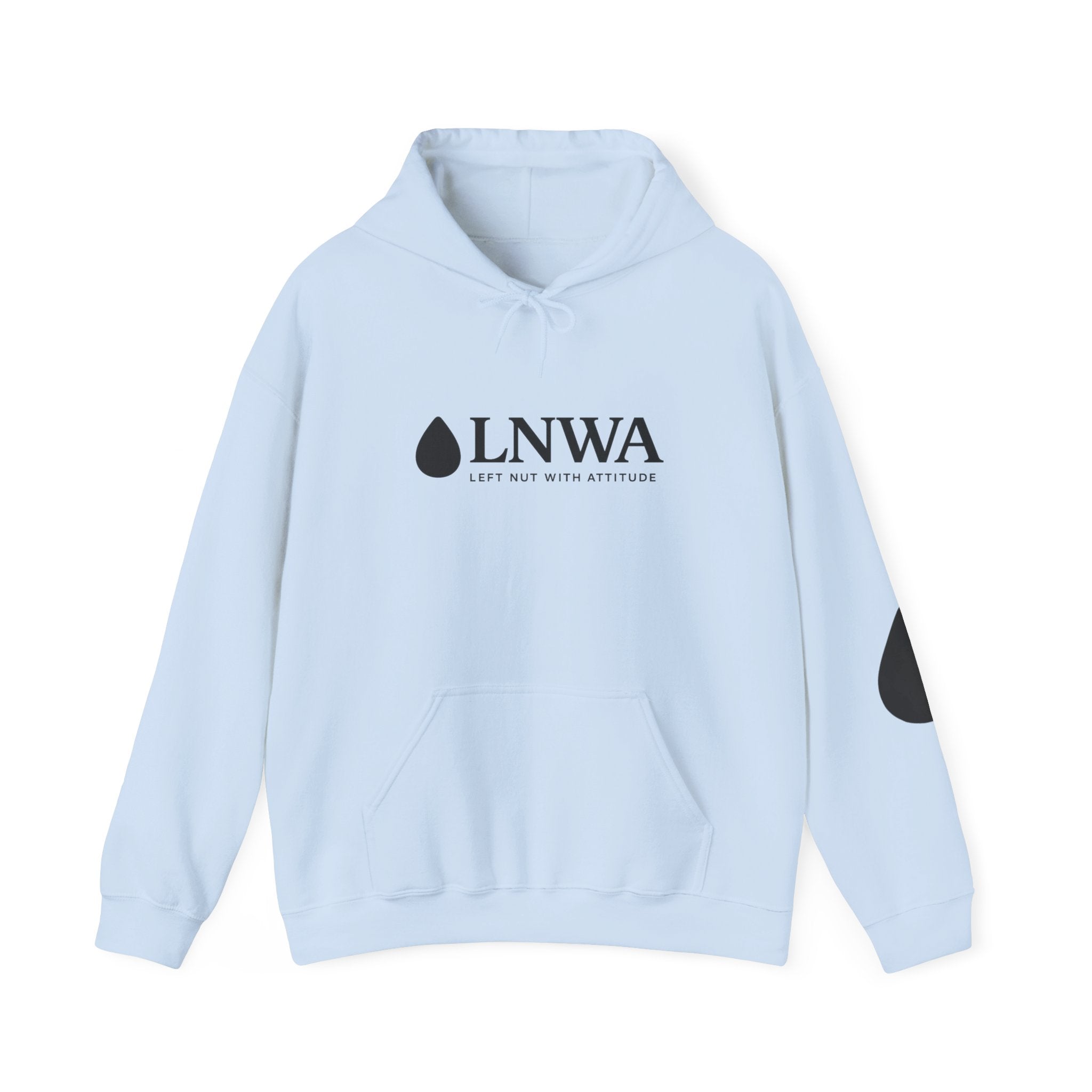 LNWA Drop Logo Hoodie — Minimalist White Pullover with Teardrop Graphic