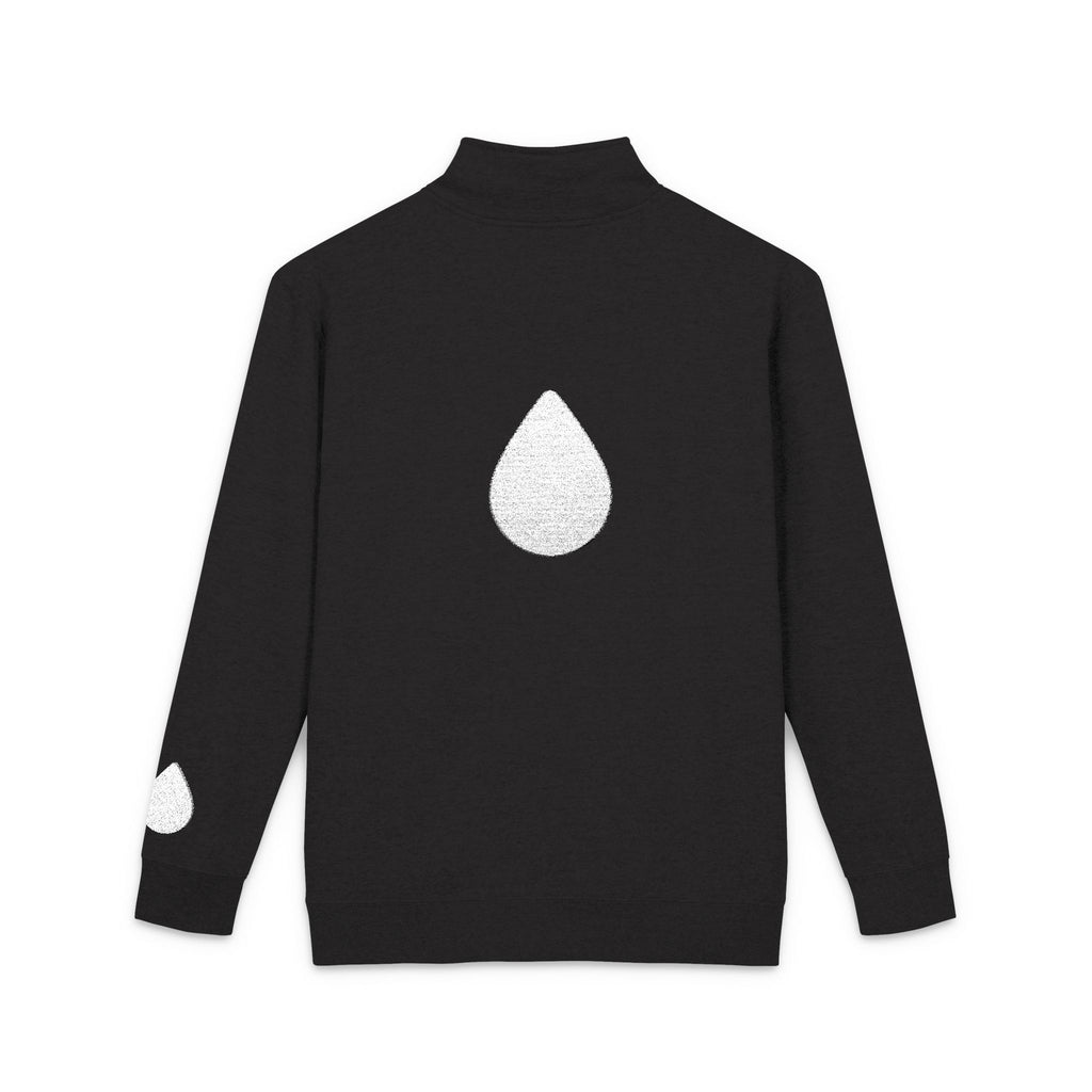 Embroidered Fleece Pullover — Minimal Raindrop Logo Quarter-Zip