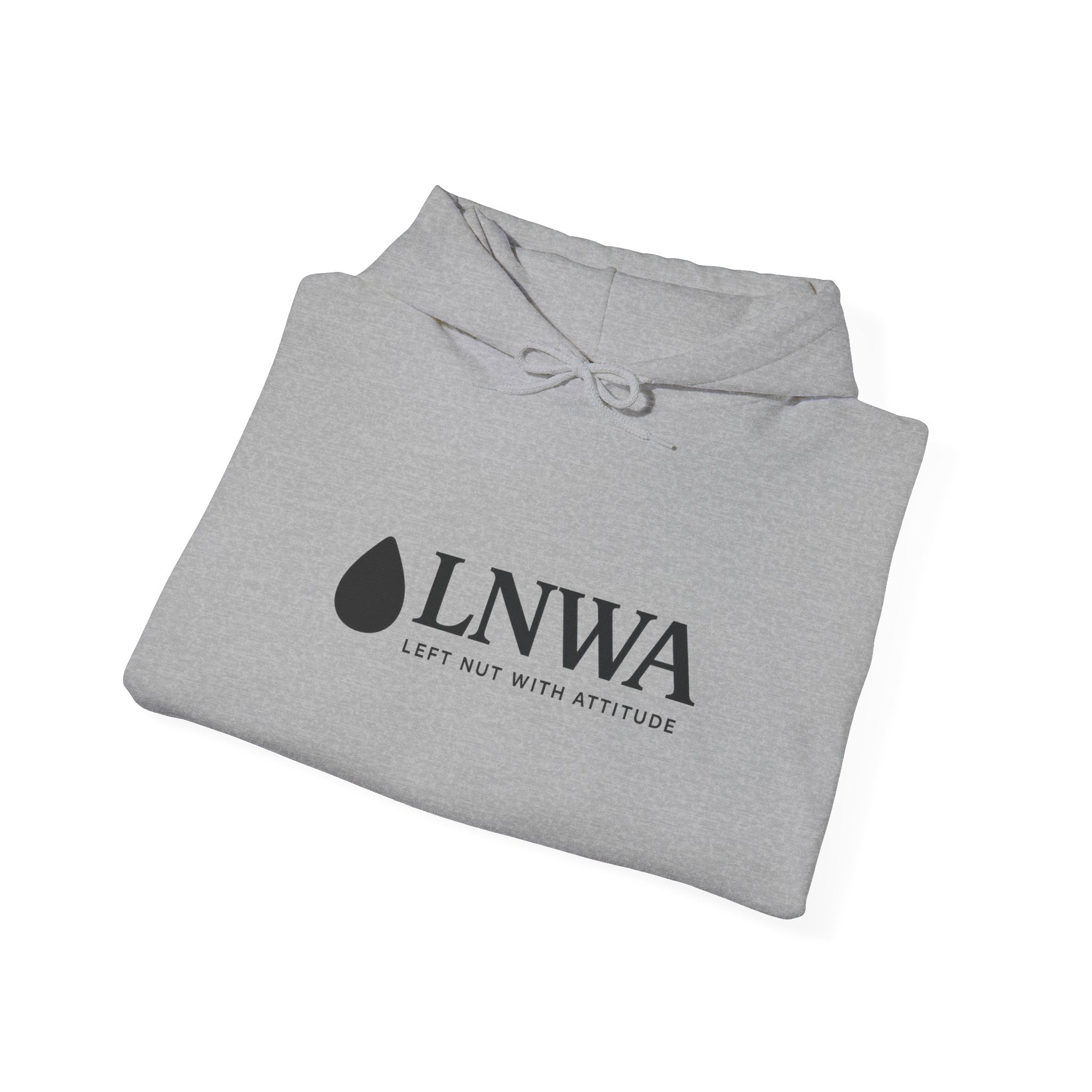 LNWA Drop Logo Hoodie — Minimalist White Pullover with Teardrop Graphic