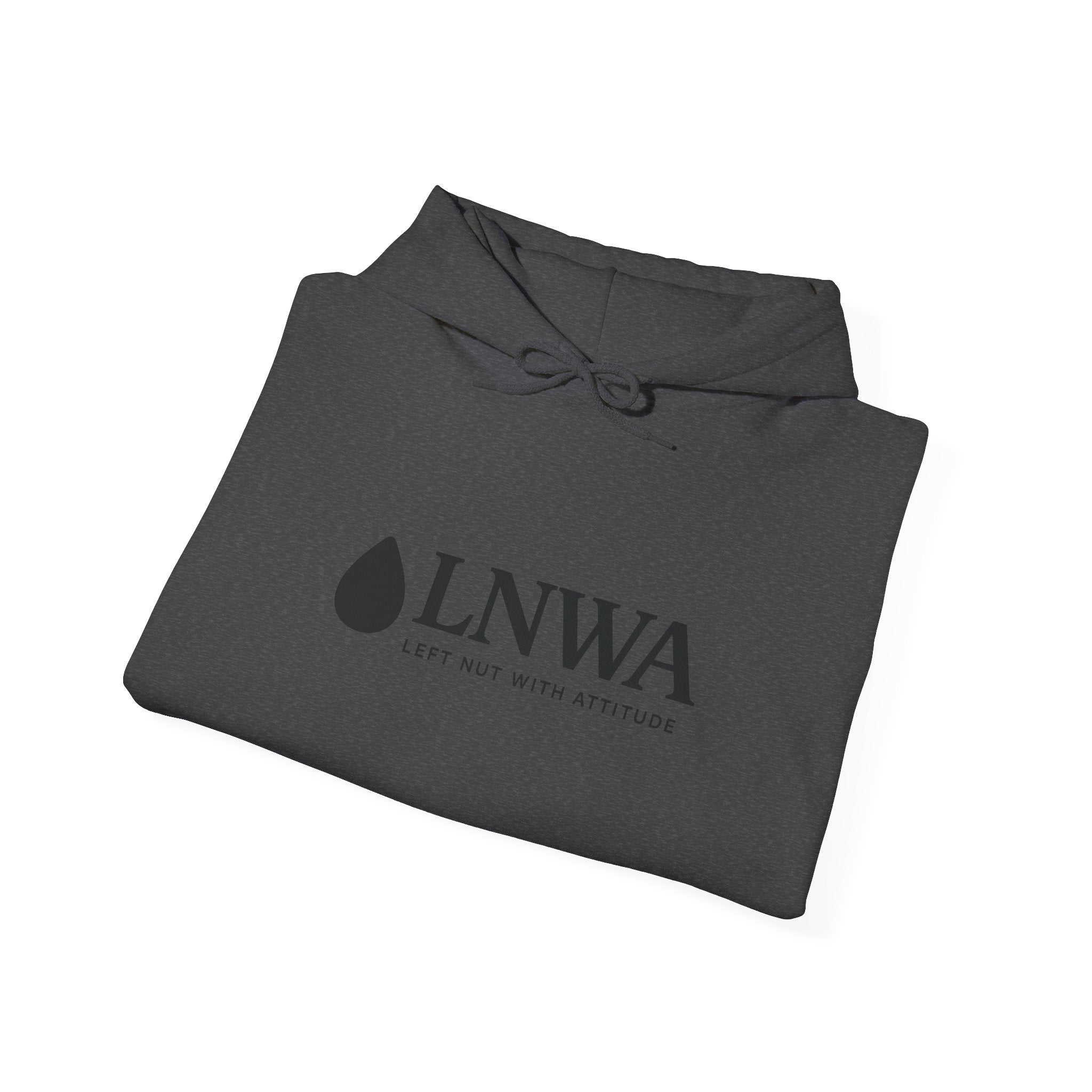 LNWA Drop Logo Hoodie — Minimalist White Pullover with Teardrop Graphic