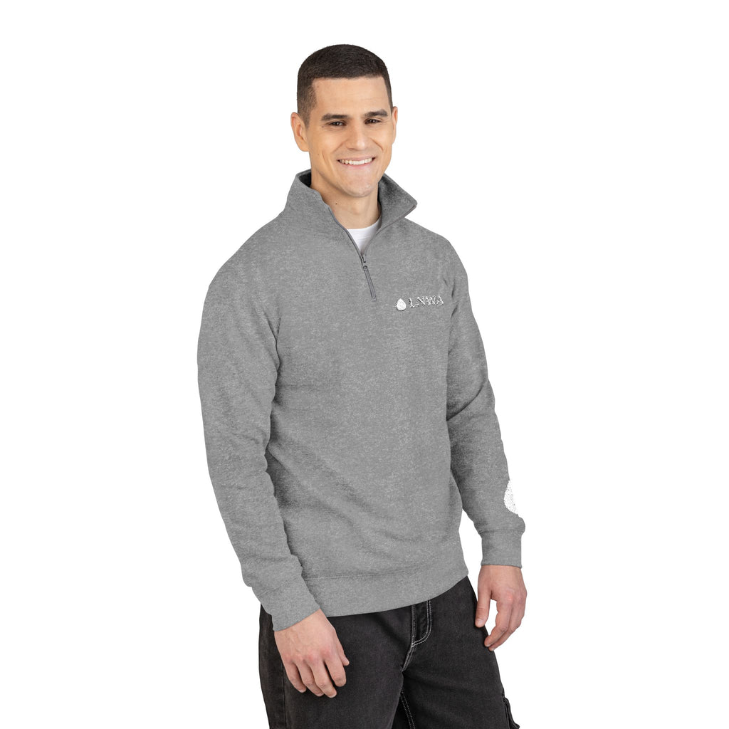 Embroidered Fleece Pullover — Minimal Raindrop Logo Quarter-Zip