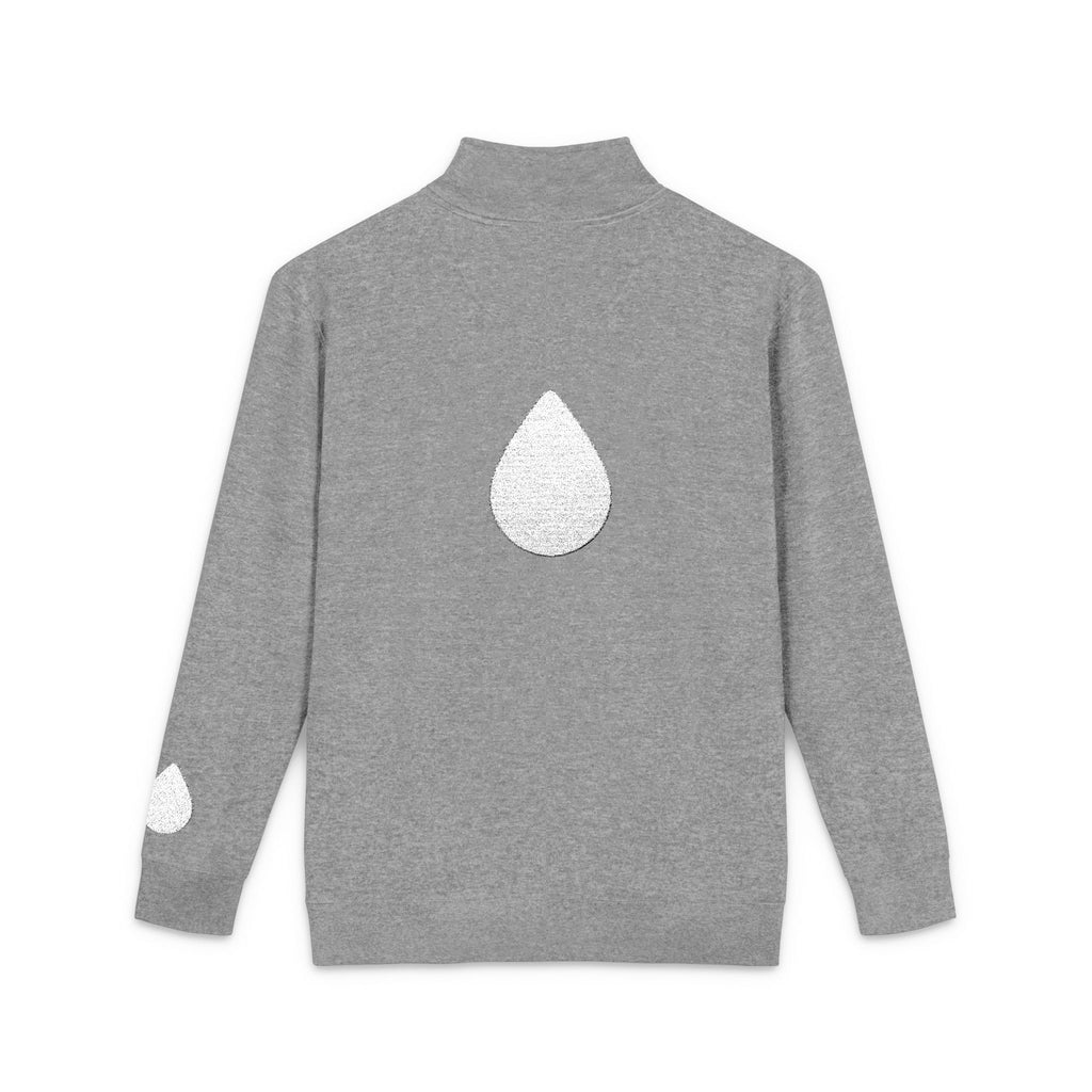 Embroidered Fleece Pullover — Minimal Raindrop Logo Quarter-Zip