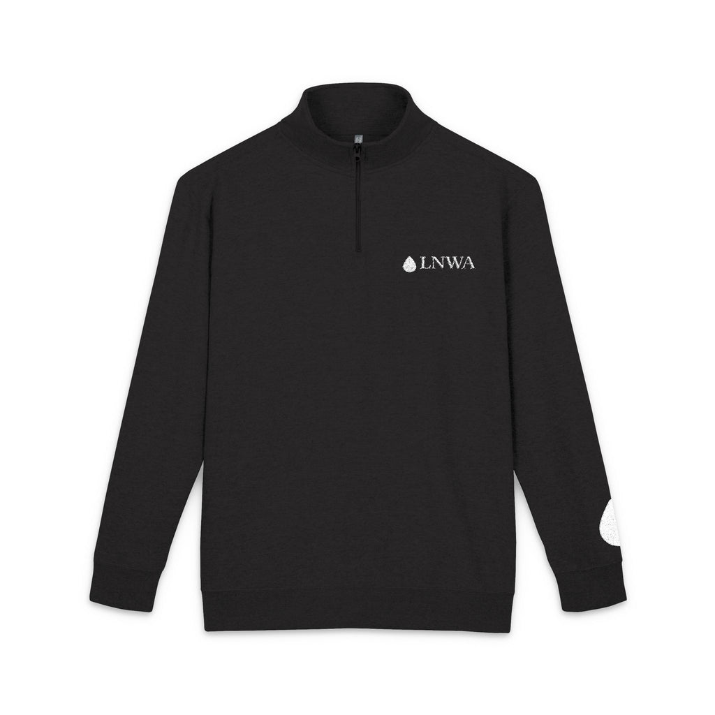 Embroidered Fleece Pullover — Minimal Raindrop Logo Quarter-Zip