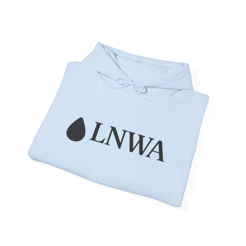 LNWA Drop Logo Hoodie — Minimalist White Pullover with Teardrop Graphic