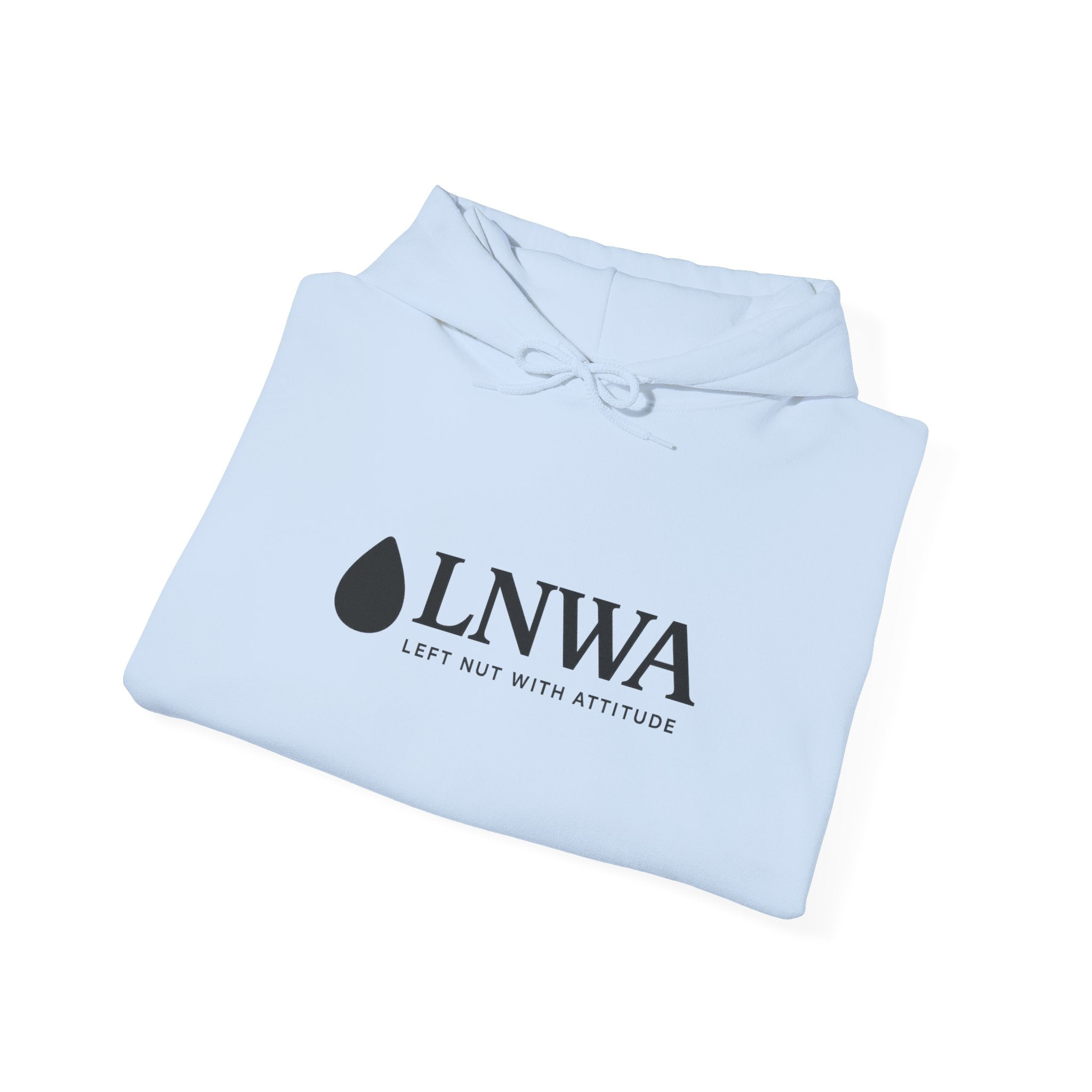 LNWA Drop Logo Hoodie — Minimalist White Pullover with Teardrop Graphic