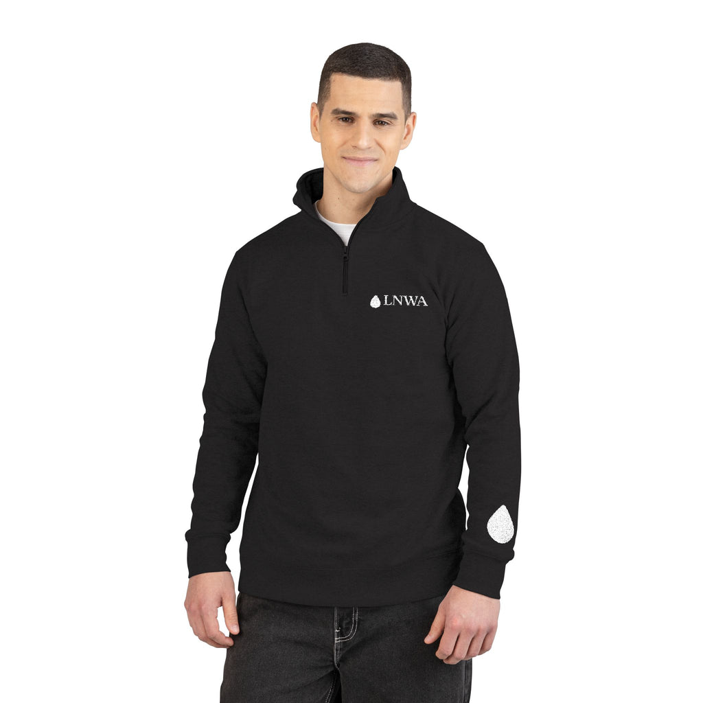Embroidered Fleece Pullover — Minimal Raindrop Logo Quarter-Zip