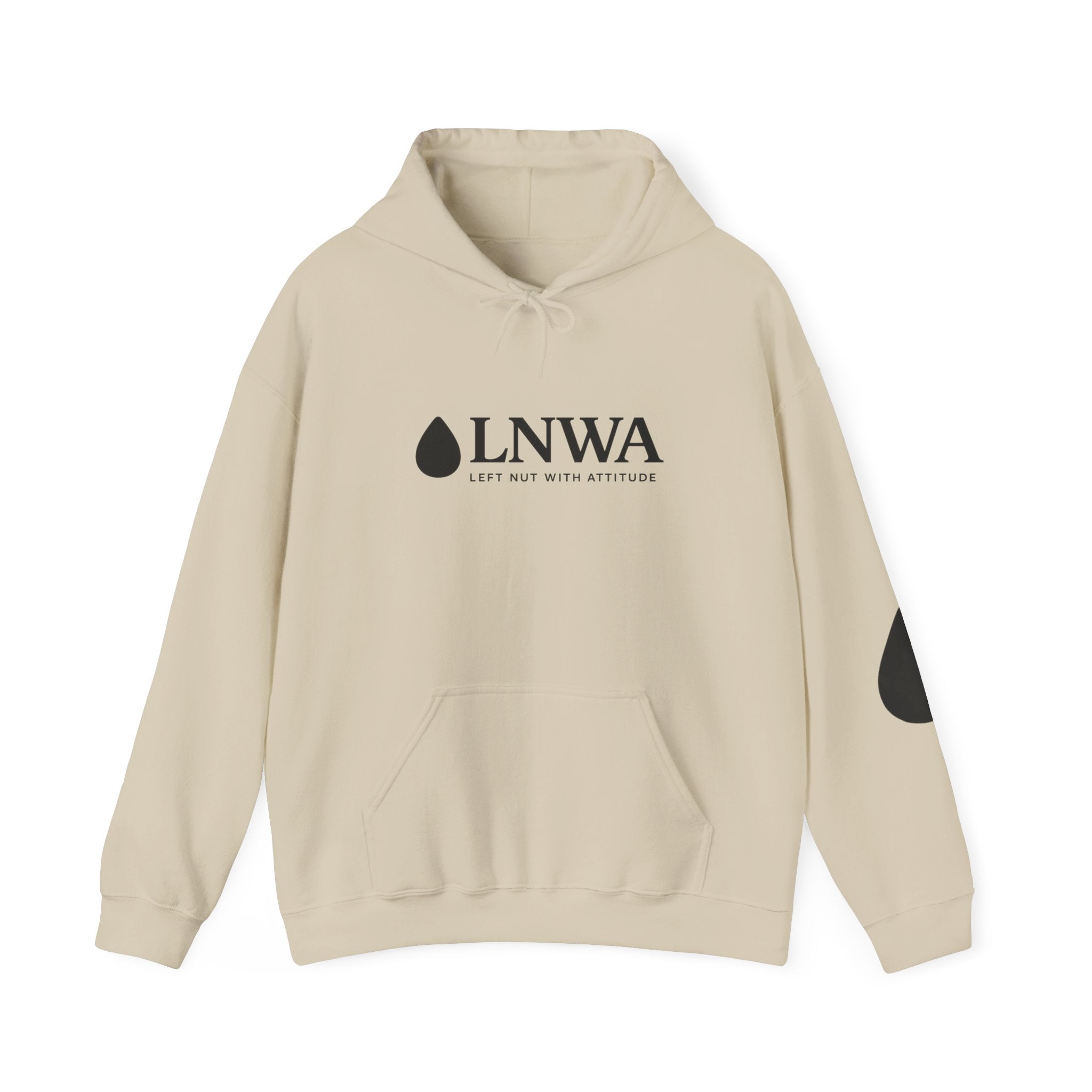 LNWA Drop Logo Hoodie — Minimalist White Pullover with Teardrop Graphic