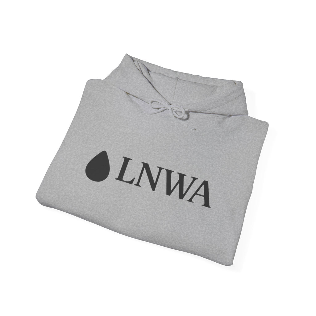 LNWA Drop Logo Hoodie — Minimalist White Pullover with Teardrop Graphic