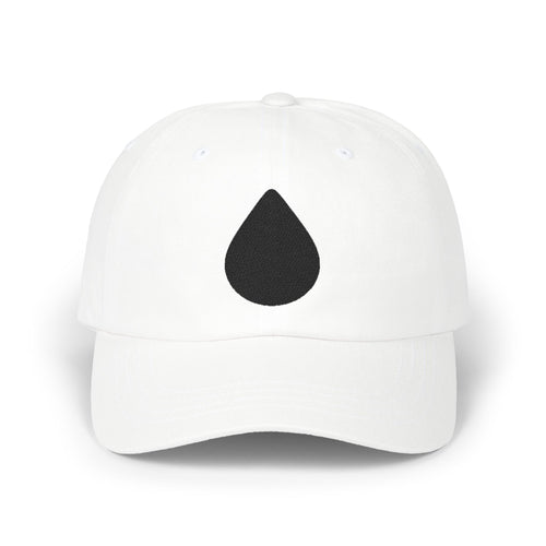 Embroidered Black Drop Dad Cap — Minimalist Water Drop Baseball Hat