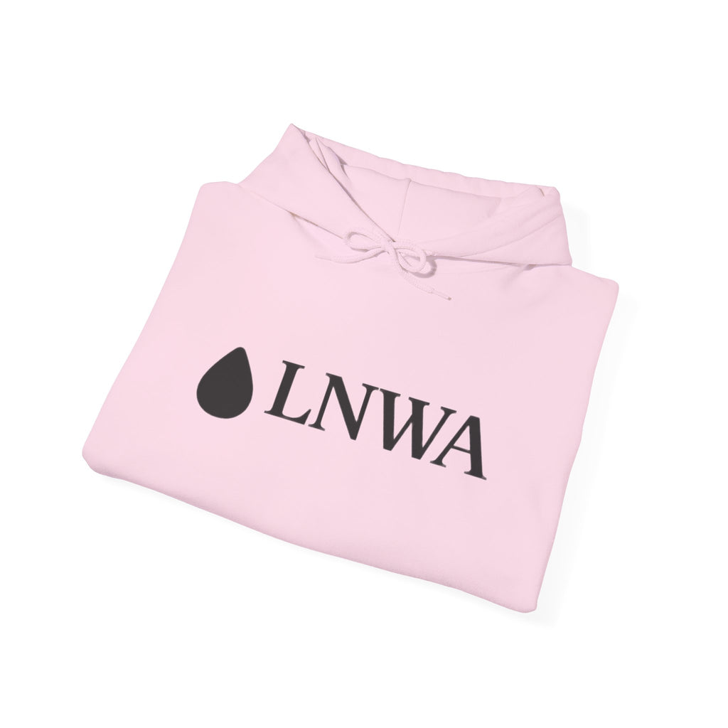 LNWA Drop Logo Hoodie — Minimalist White Pullover with Teardrop Graphic