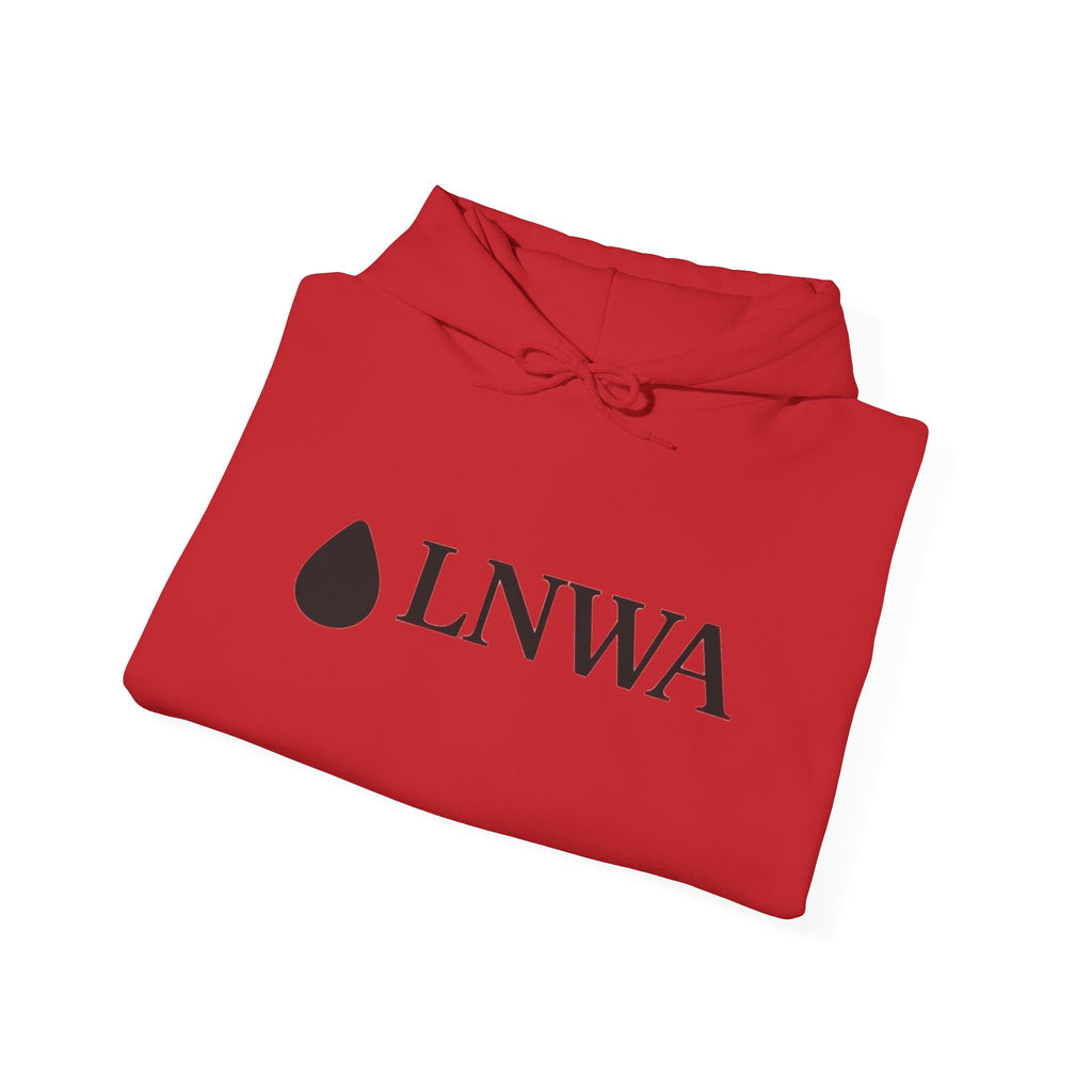 LNWA Drop Logo Hoodie — Minimalist White Pullover with Teardrop Graphic